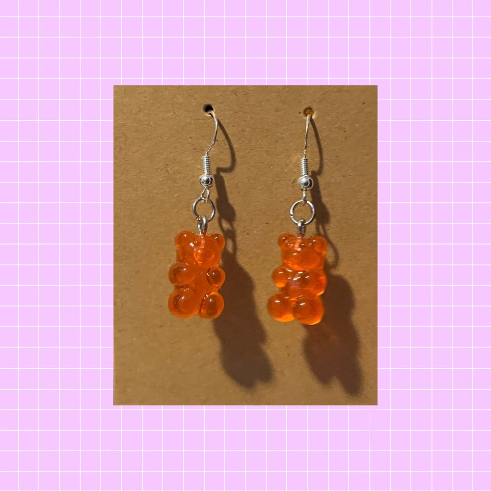 Red gummy bear earrings